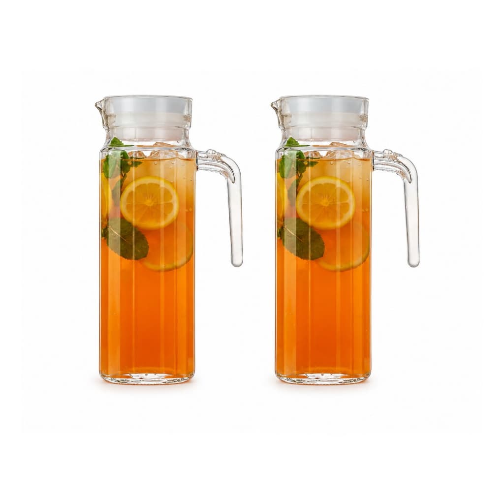 Kit 2 Jarra De Vidro Jarra De Vidro Com Tampa Jarra De Vidro Com Tampa 1L Para Geladeira Suco Agua