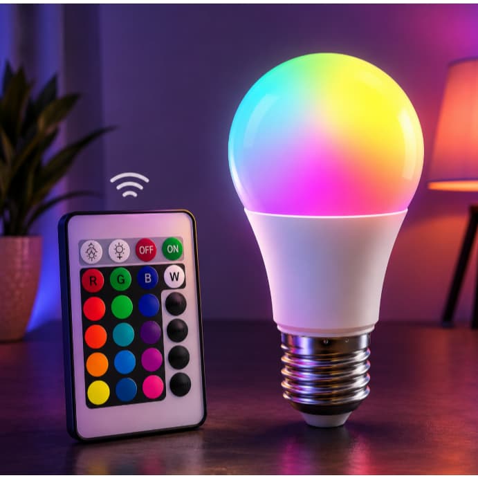 Lâmpada LED RGBW E27 16 Cores Luz Ambiente Decorativa com Controle