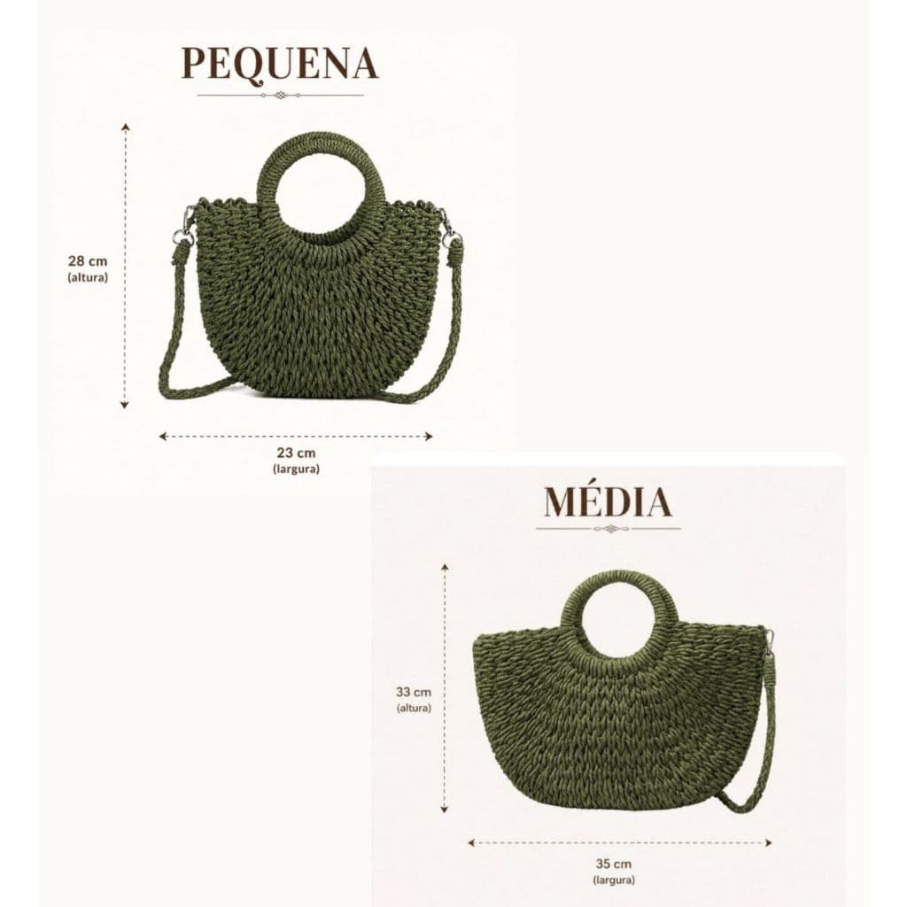 Bolsa Meia Lua De Praia Verão Alça Transversal Palha Piscina Média e Pequena