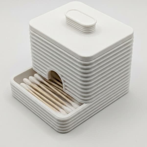 Porta Cotonete de Mesa Design Ripado - Organizador de Banheiro Moderno Dispenser de Cotonete para BancadaPorta Cotonete