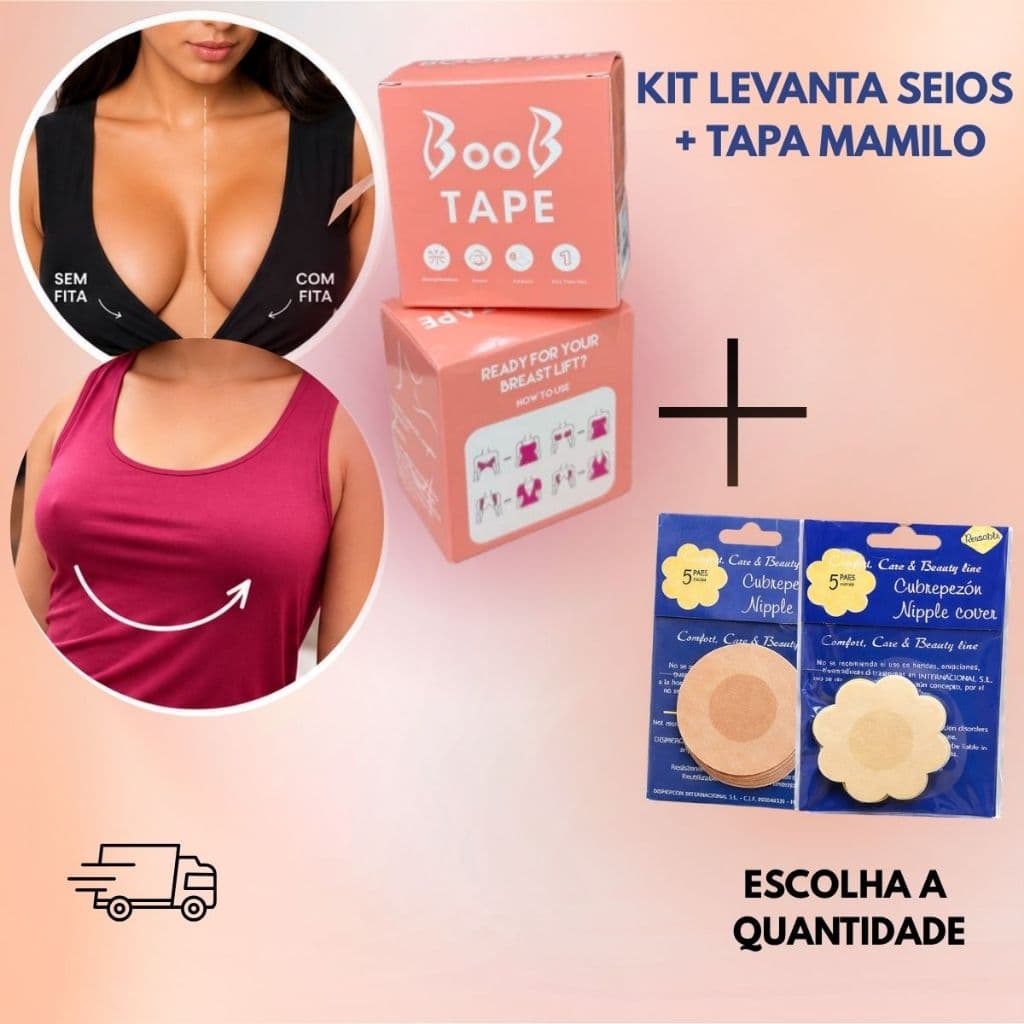 Protetor Adesivo de Mamilo Bico Aureola Tapa Seios + Sutiã Rolo Adesivo Levanta Seios Sustentação