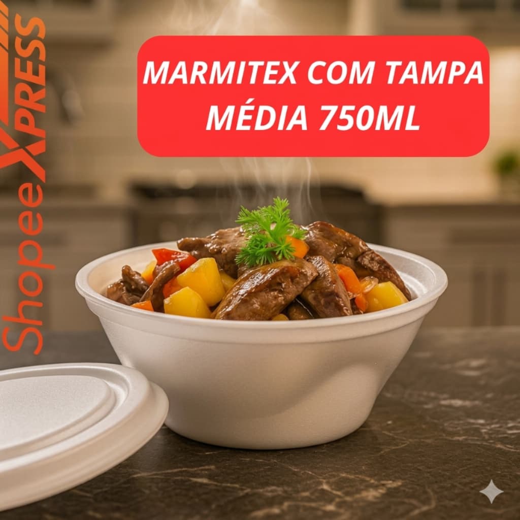 MARMITEX MARMITA ISOPOR COPOBRAS QUENTINHA COM TAMPA 750ML MÉDIA BRANCA ESCOLHA QUANTIDADE