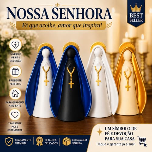 Nossa Senhora Aparecida Estátua Decorativa Minimalista | Imagem Religiosa 3D