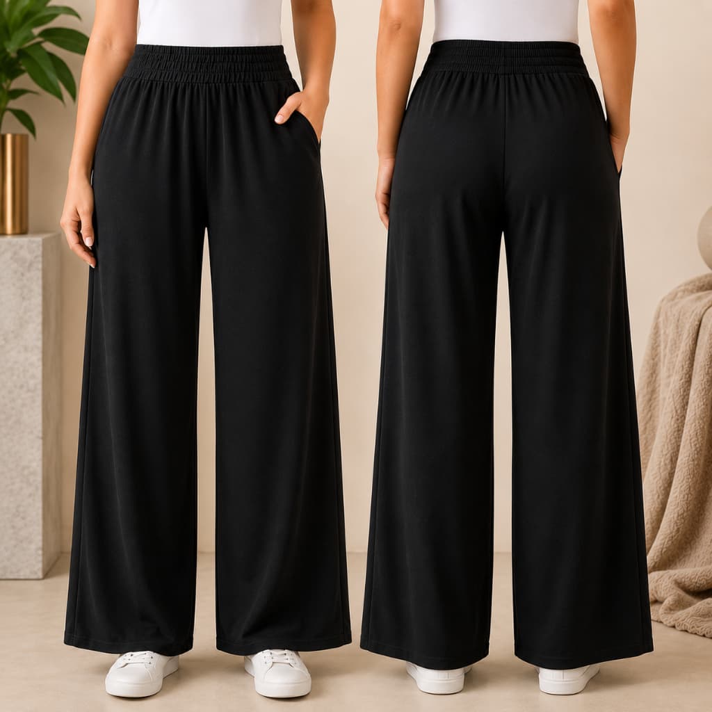 Calça Feminina Pantalona Wide Leg cintura alta leizinha Tendência 2026
