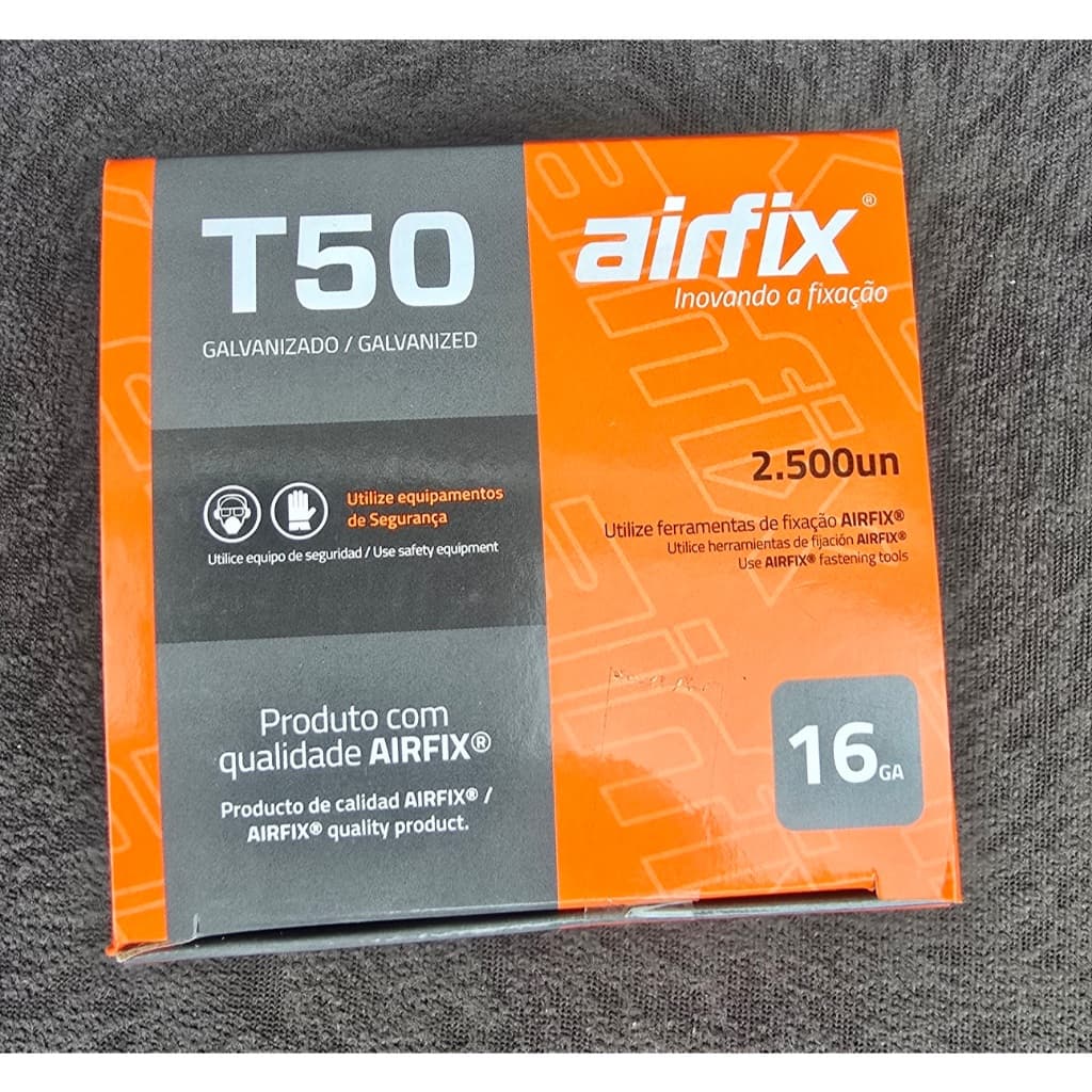 Pino Para Pinador Pneumático Airfix T50 Galvanizado 16GA Caixa com 2.500 Unidades