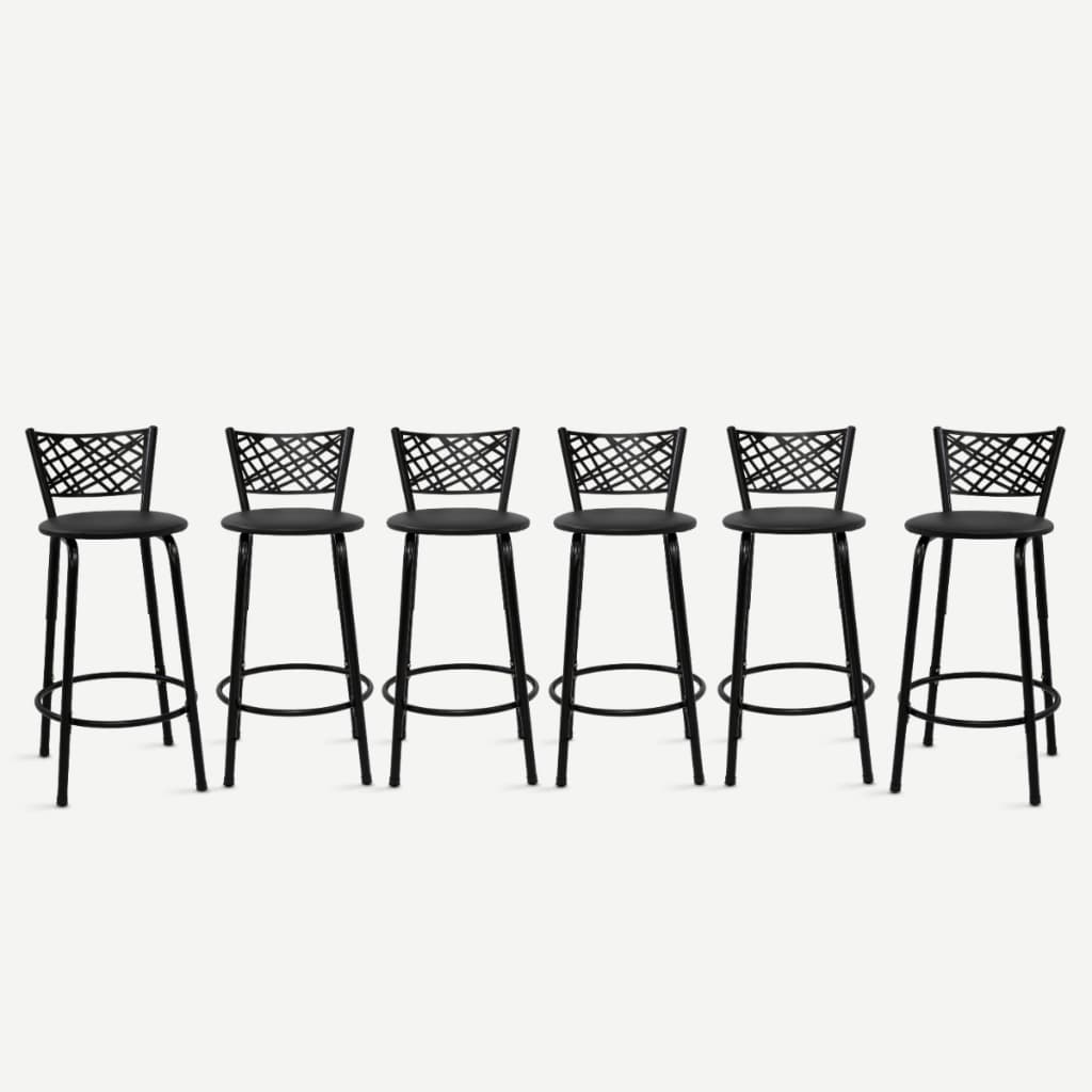 Kit 6 Bancos Banquetas 60cm Eclipse Preta Cozinha Mesa Jantar Bistrô Área Gourmet Piscina - Premium