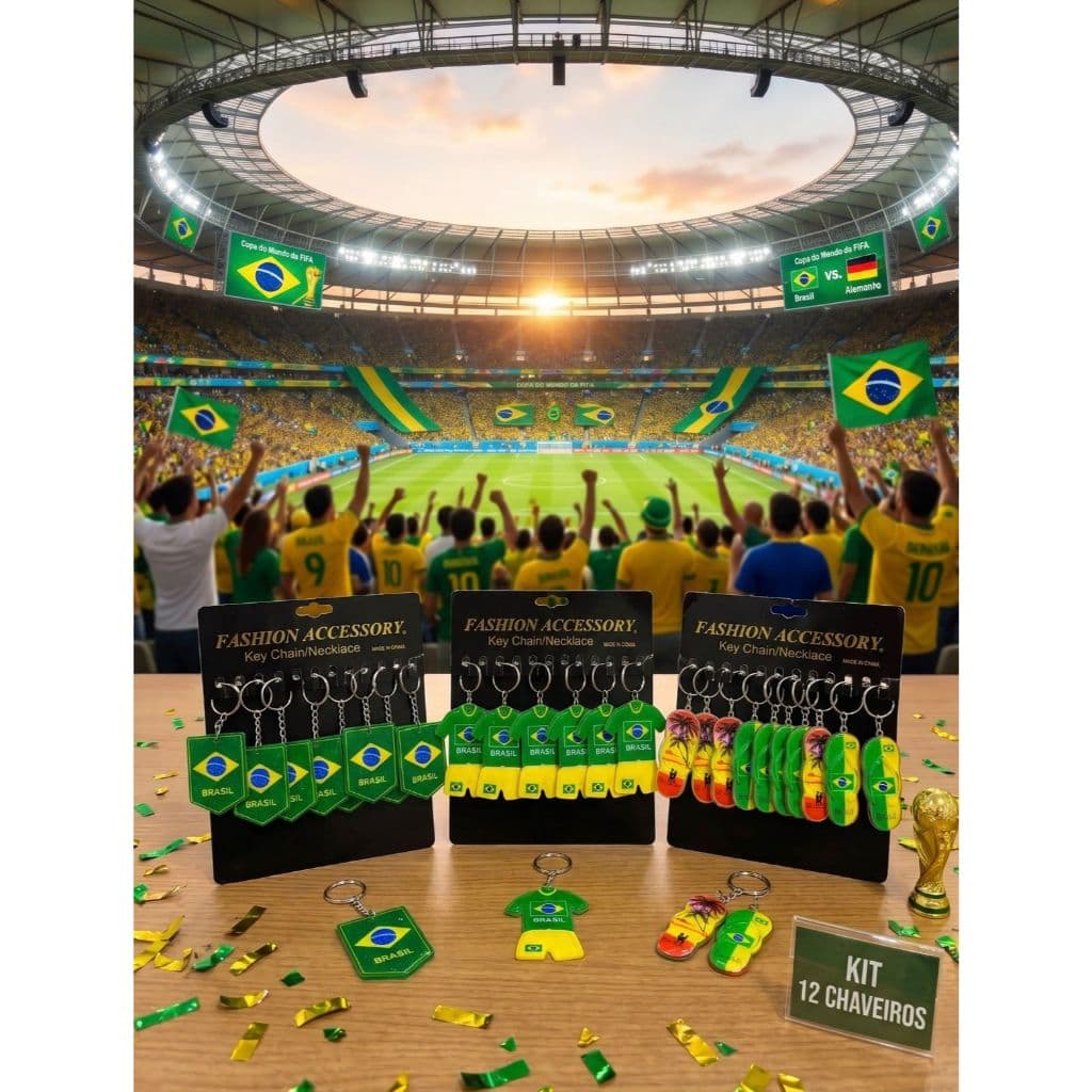 Kit 12 Chaveiros Do Brasil Barato Copa Do Mundo