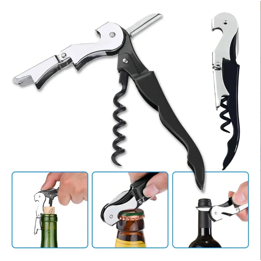 Abridor de Garrafa Vinho Saca Rolhas Aço Inox Clink
