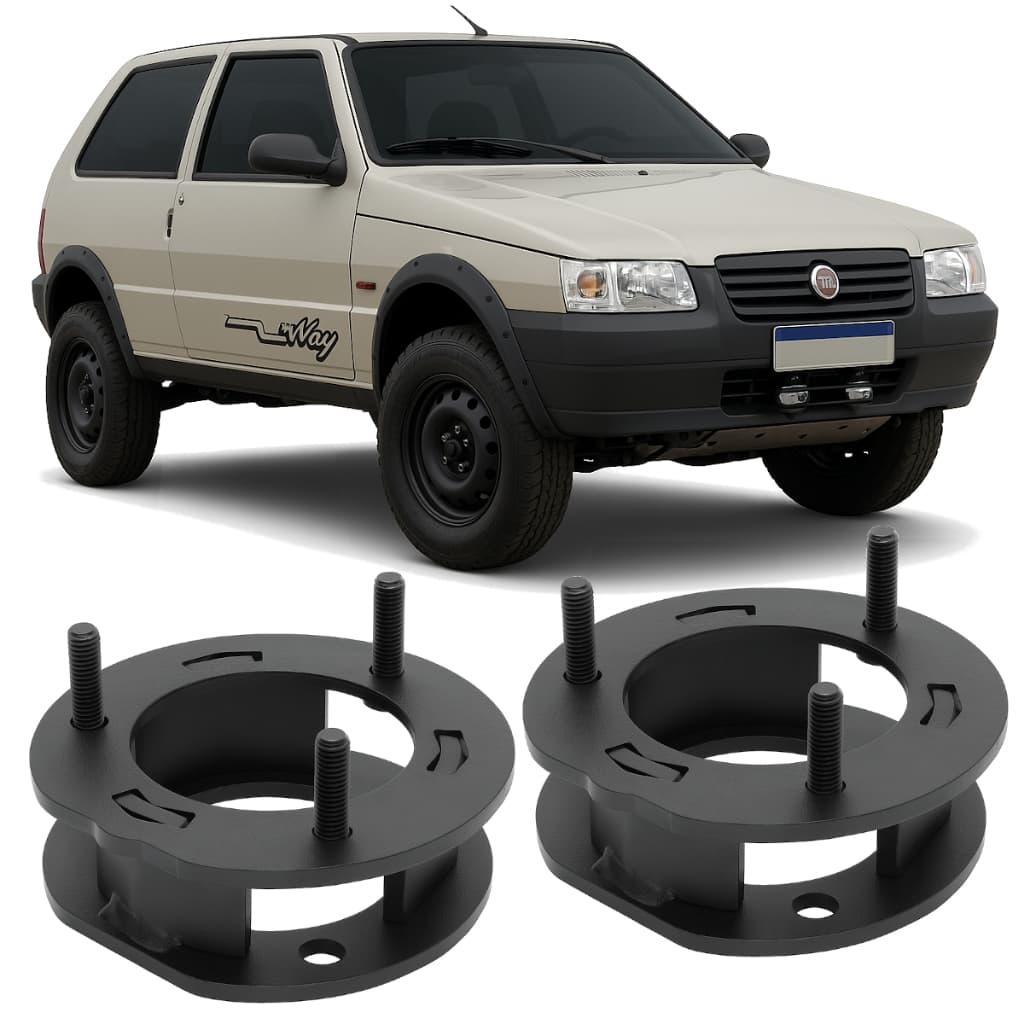 Kit Lift Fiat Uno Mille Way Calço Erguer Suspensão Dianteira Calços Elevar Subir Levantar Altura Uno 5cm