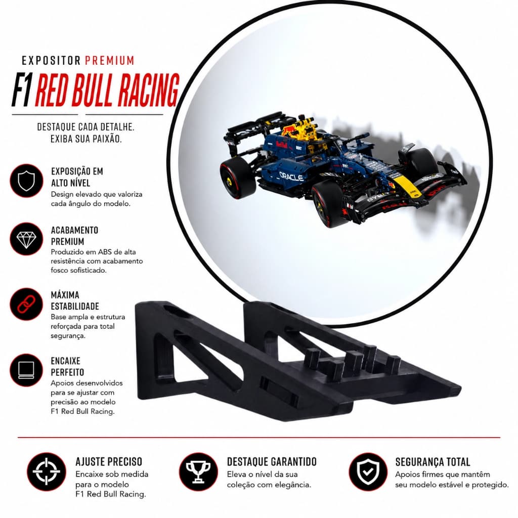 Suporte Expositor premium Formula 1 Red Bull Technic 42206 horizontal