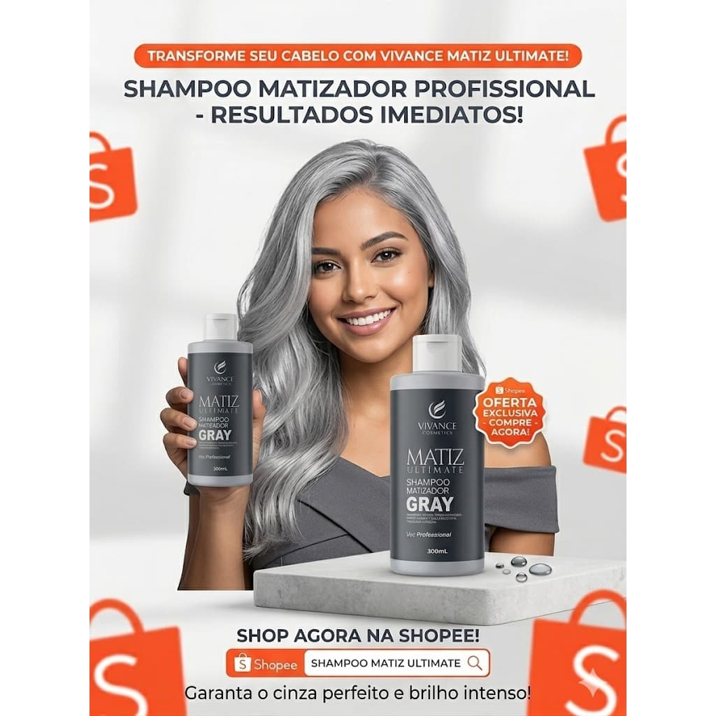 Shampoo Matizador Gray Vivance 300ml Prateado Impecável