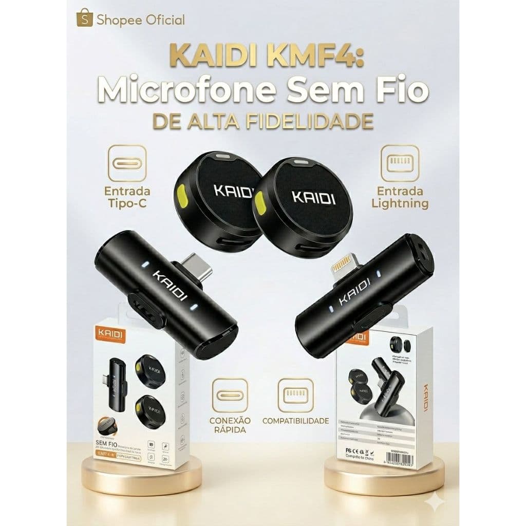 Microfone Lapela Sem Fio p/ Celular iPhone Android Tipo C Profissional Áudio Limpo