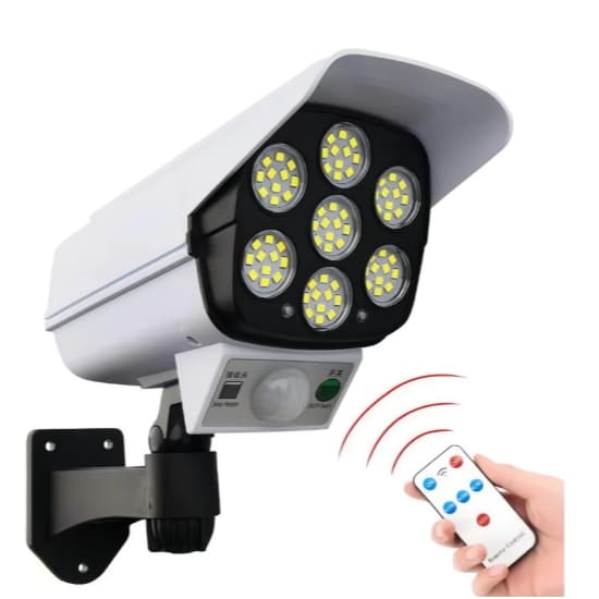Refletor Solar com LED Sensor de Movimento Câmera Falsa IP66 Externa Luz Fria Prova Dágua