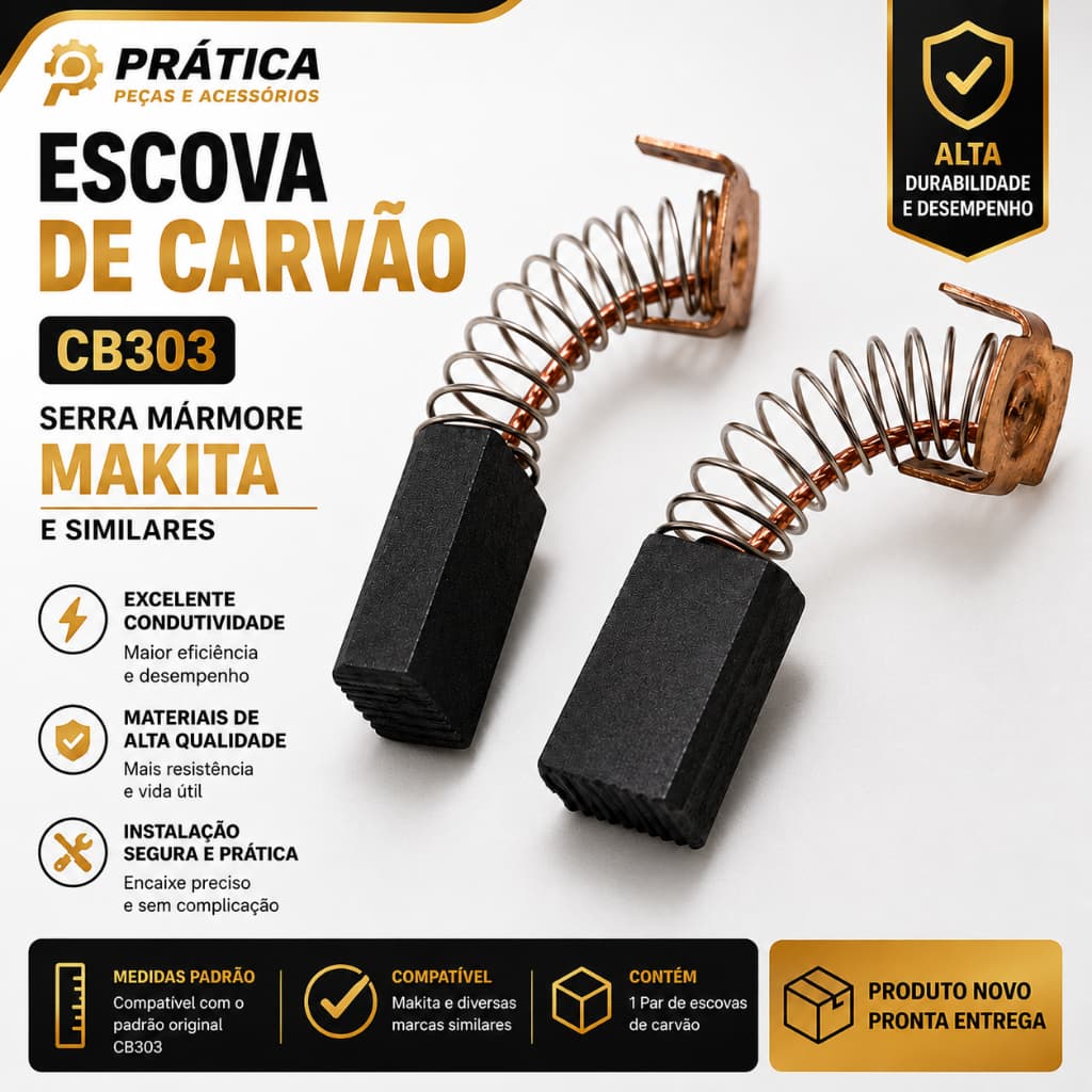 Par Escova De Carvão CB303 Serra Mármore Makita E Similares