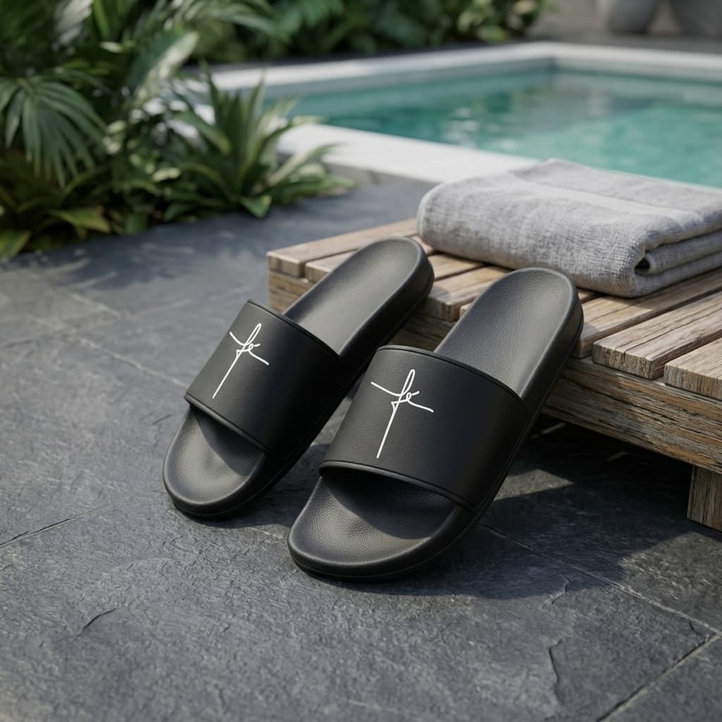 Chinelo Slide Masculino Fé Cruz Minimalista Antiderrapante