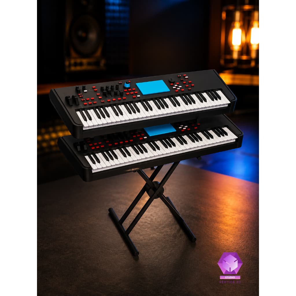 Miniatura Teclado Yamaha MODX Realista com Suporte X Teclado Decorativo Premium Detalhado Música Coleção