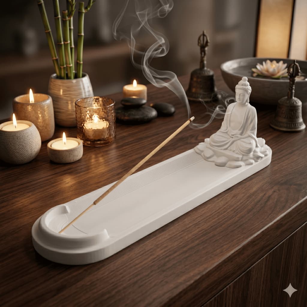Porta Incenso Buda Zen Bandeja 25cm Incensário Decorativo
