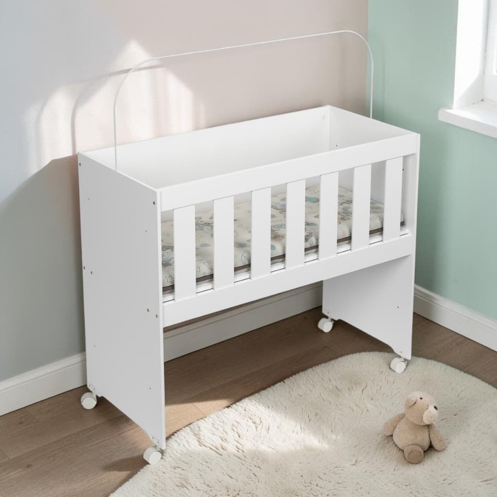 Mini Berço Chiqueirinho Para Bebê Moderninho Com Rodízios E Colchchão Rubi Outlet Quarto Infantil
