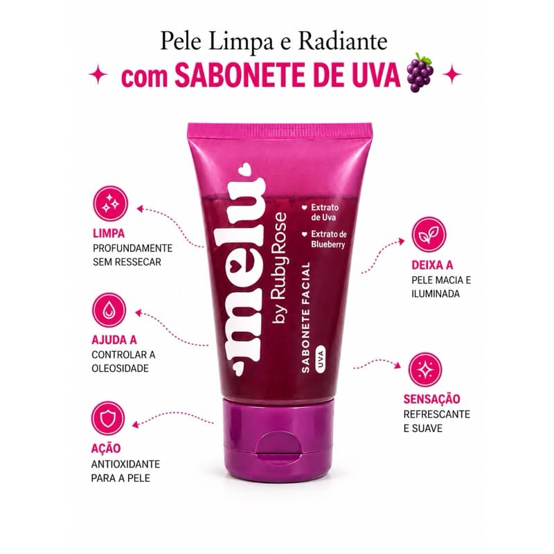 Sabonete Facial Uva - Com Extrato de Uva e Extrato de Barbatimão