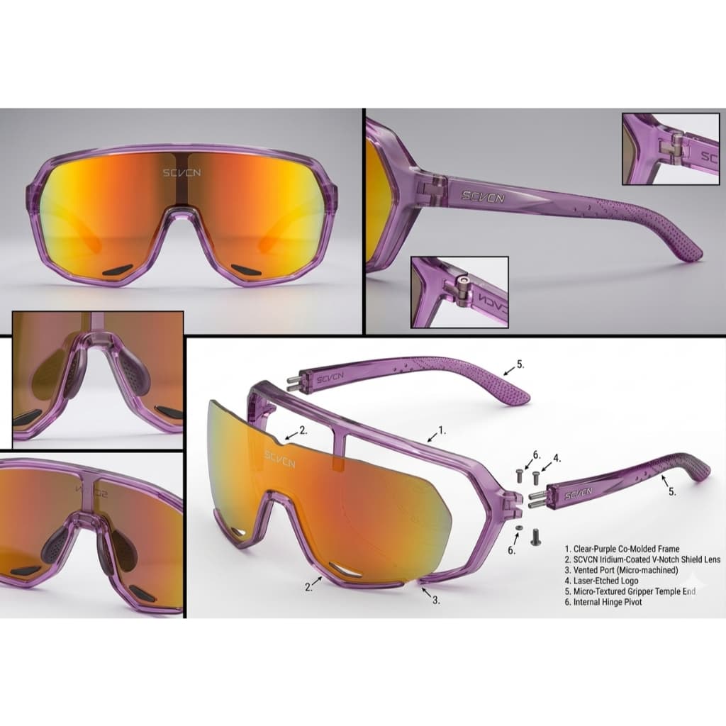 Óculos de Sol Esportivo SCVCN Ciclismo Corrida Beach Tennis UV400 Purple