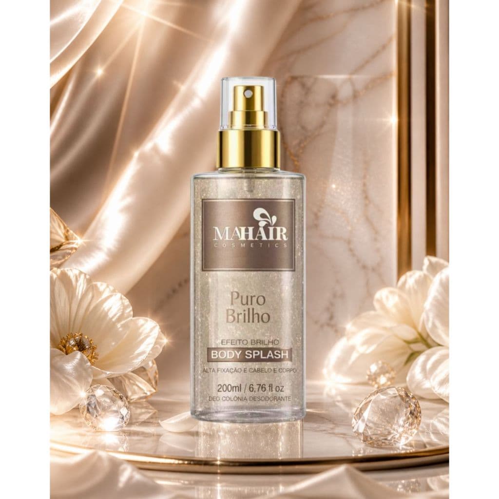 Body Splash Feminino Mahair Puro Brilho 200ml Efeito Brilho Corpo e Cabelo Promoção