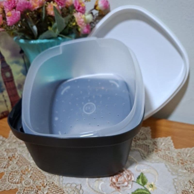 TUPPERWARE TIGELA TRAVESSA MÚLTIPLA 2,5 LITROS 3 PEÇAS ORIGINAL PRETA MICROONDAS