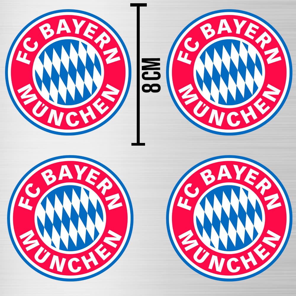 Kit 4 Adesivo Vinil Bayern | Resistente, Decorativo, Colorido e Personalizado para Carro, Notebook e Decoração