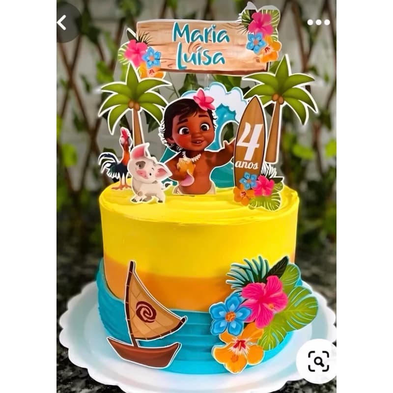 TOPO DE BOLO MOANA BABY, PERSONALIZADO COM NOME E IDADE