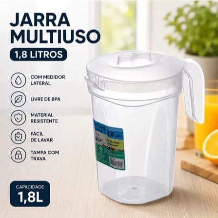 Jarra de suco e whey liquidos jarra com 1,8ml tampa giratória com marcador ML
