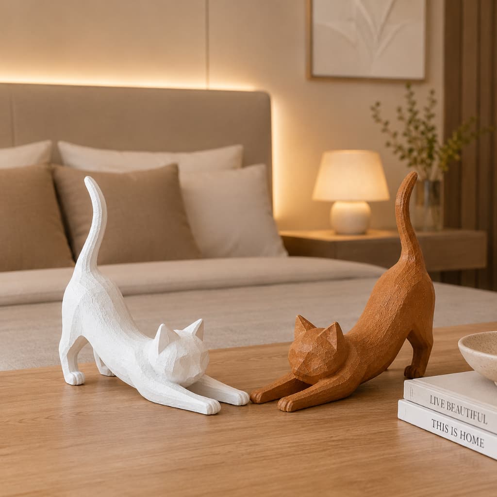 Gatos Decorativos Minimalistas Gato Escultura Decoração Moderna Quarto Sala Felino Elegante