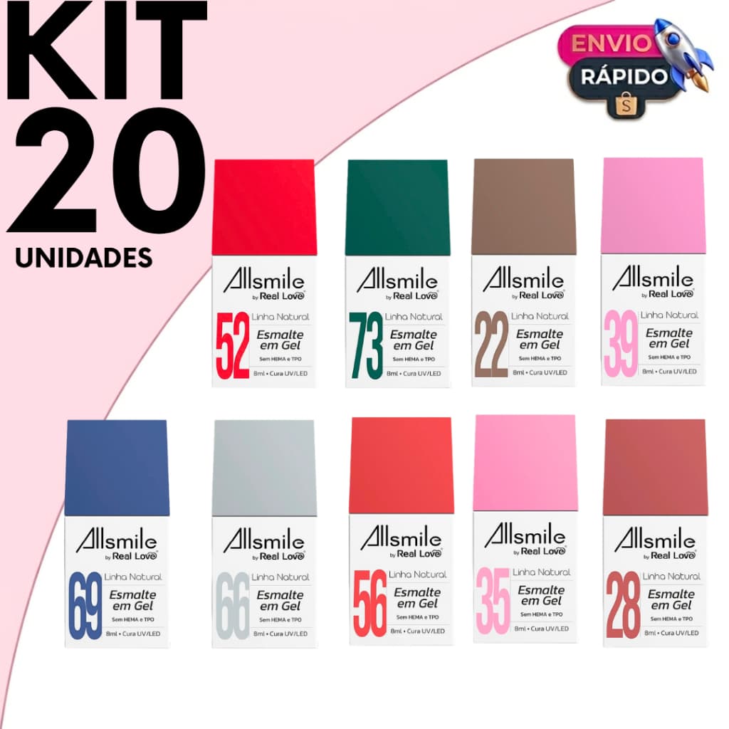 Esmalte Em Gel Allsmile By Real Love Linha Natural Sem HEMA e TPO Secagem Rápida Alta Pigmentação