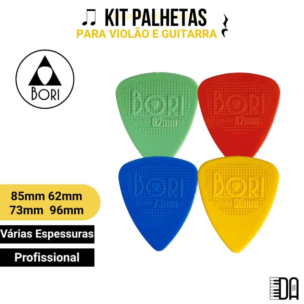 Palhetas BORI PICKER Nylon Grip Antiderrapante Cavaco Violão Guitarra