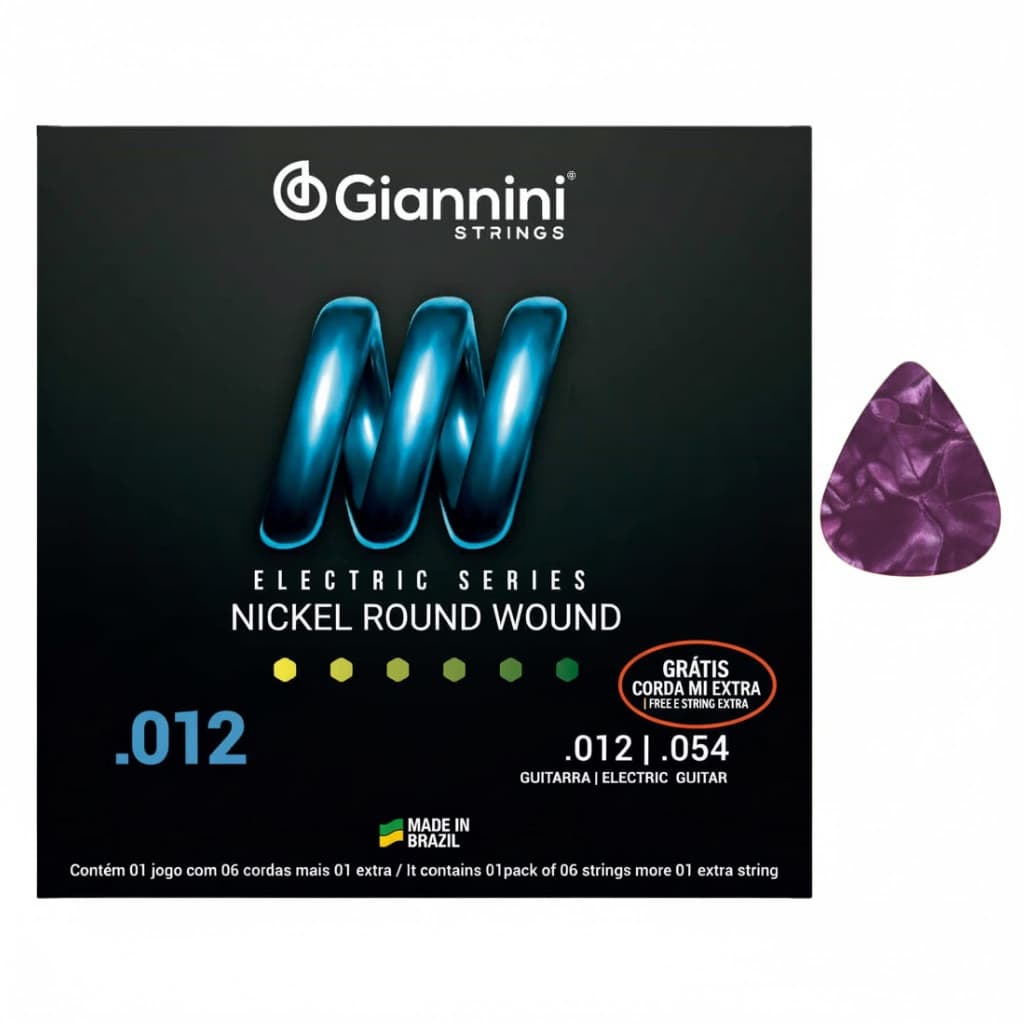 Cordas Giannini Para Guitarra Elétrica 012 Níquel Premium