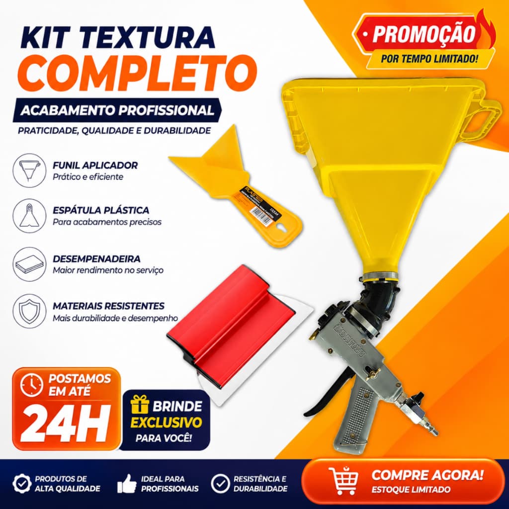 Kit Pistola de Pintura (+ Brinde) para Textura Projetada Regulável Bailéu Profissional 3,5L