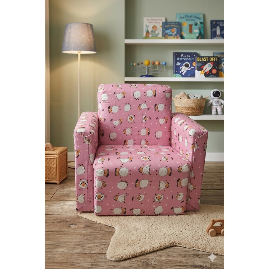 MINI POLTRONA SOFÁ INFANTIL - OVELINHA ROSA