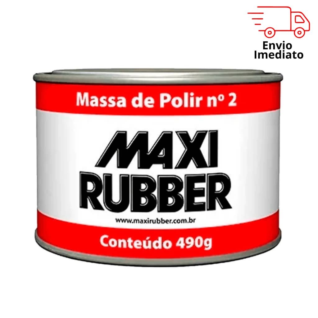 Massa de Polir Nº2 Maxi Rubber 490g Removedor de Riscos Brilho Automotivo