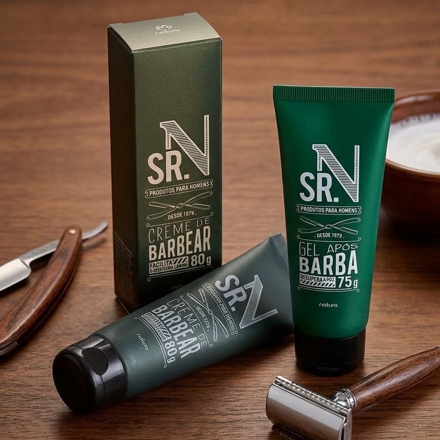 Produtos Sr. N Natura Gel Pós Barba 75g Ou Creme Para Barbear 80g Produtos Para Homens Acalma a Pele