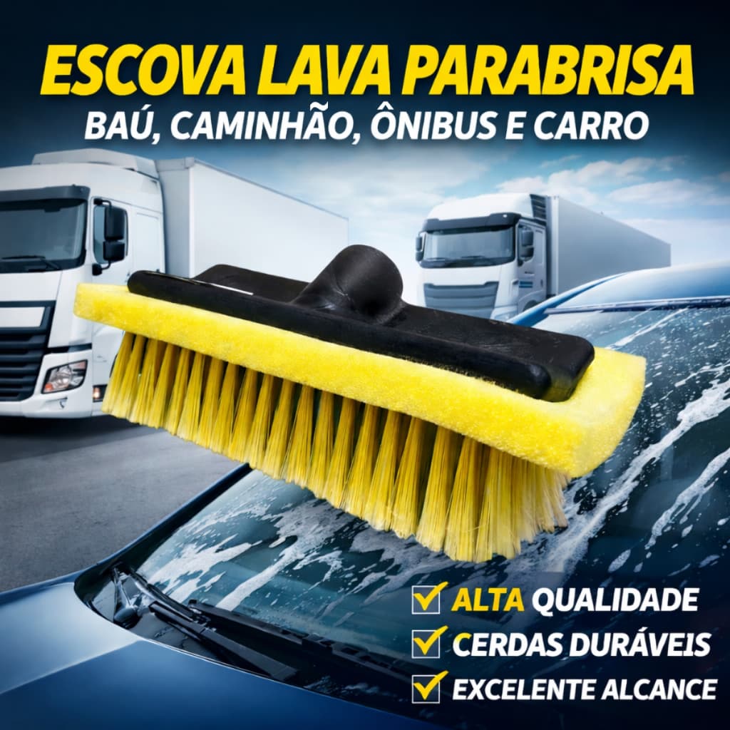 Vassoura Escovão Lava Para-brisa Caminhão Onibus Carro Vidro Placa Solar Sem Cabo