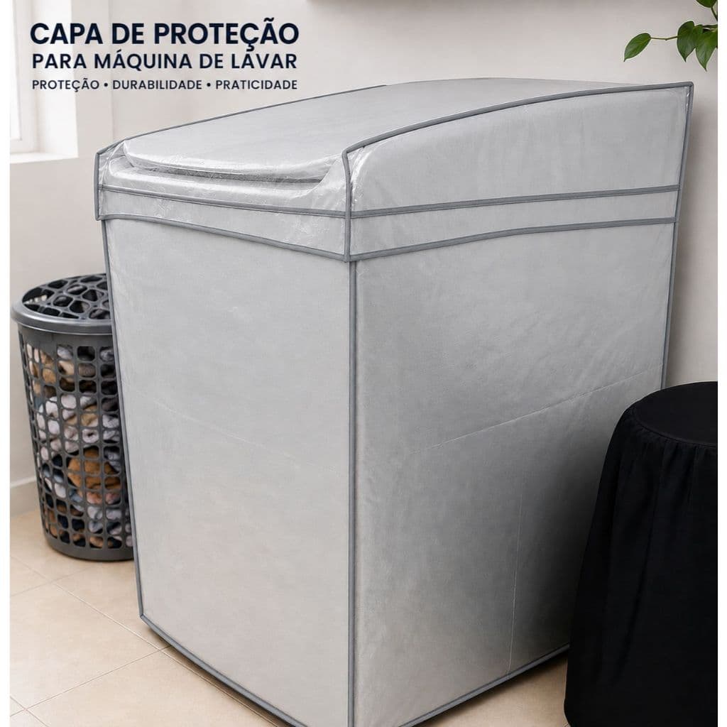 Capa Máquina de Lavar 8kg 12kg 14kg 17kg Protetora Transparente Elástico Brastemp Consul Electrolux