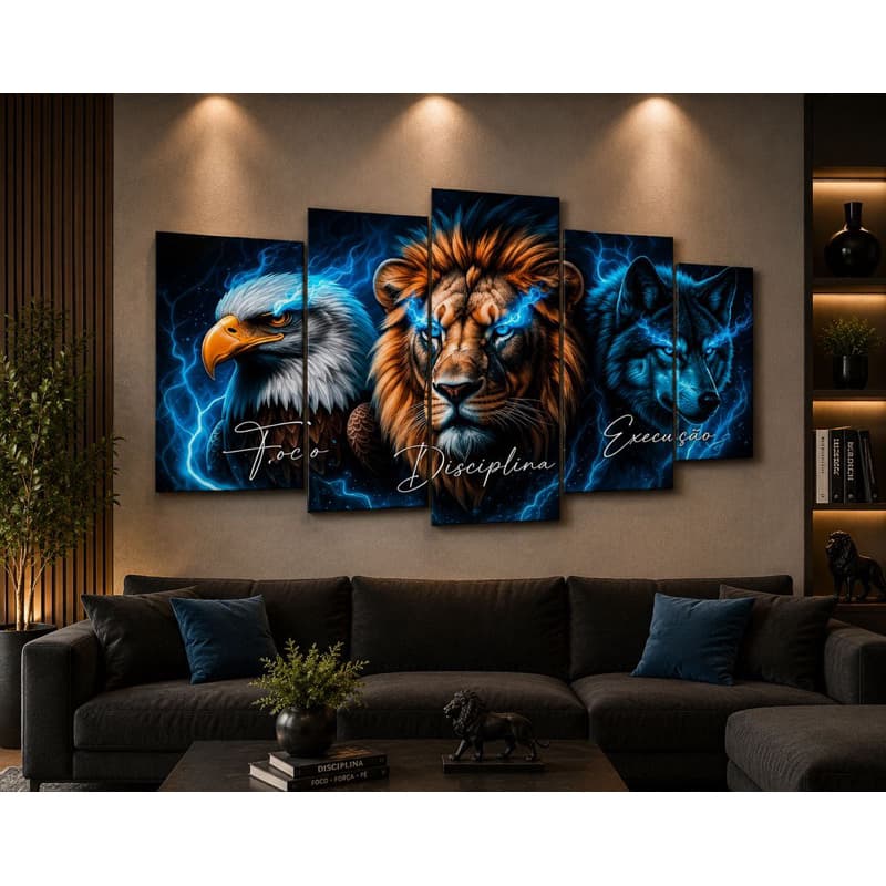 Kit Quadro Motivacional Premium – Foco • Disciplina • Execução