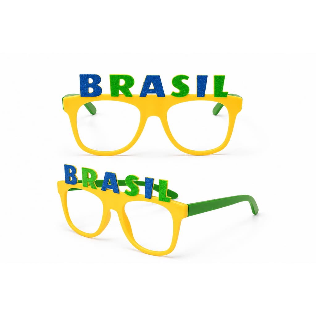 Kit Óculos Brasil Copa Torcedor Verde Amarelo Festa Jogos