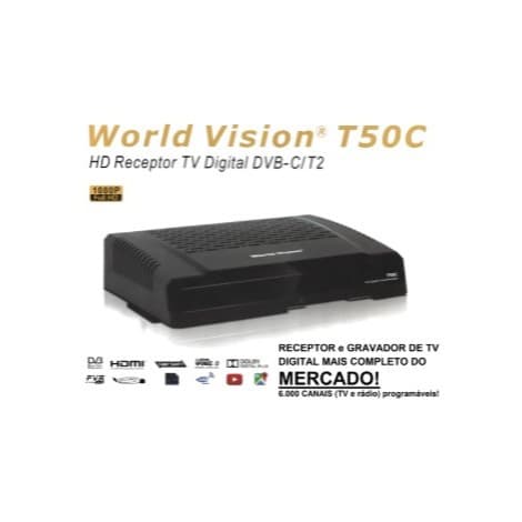 Receptor e Gravador Digital World Vision T50C Preto Full HD 6000 Canais