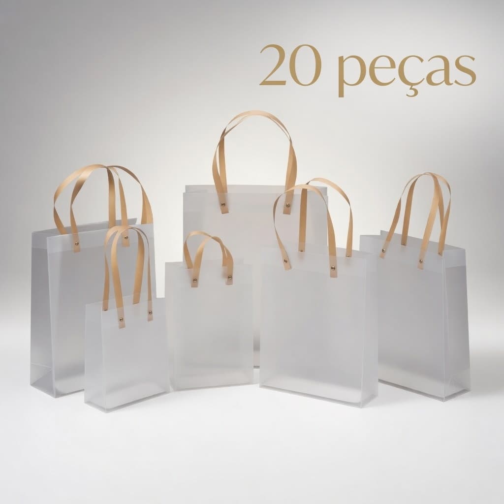 Kit 20 Sacolas Transparentes Foscas para Presente Lembrancinha Festa Decoração Elegante