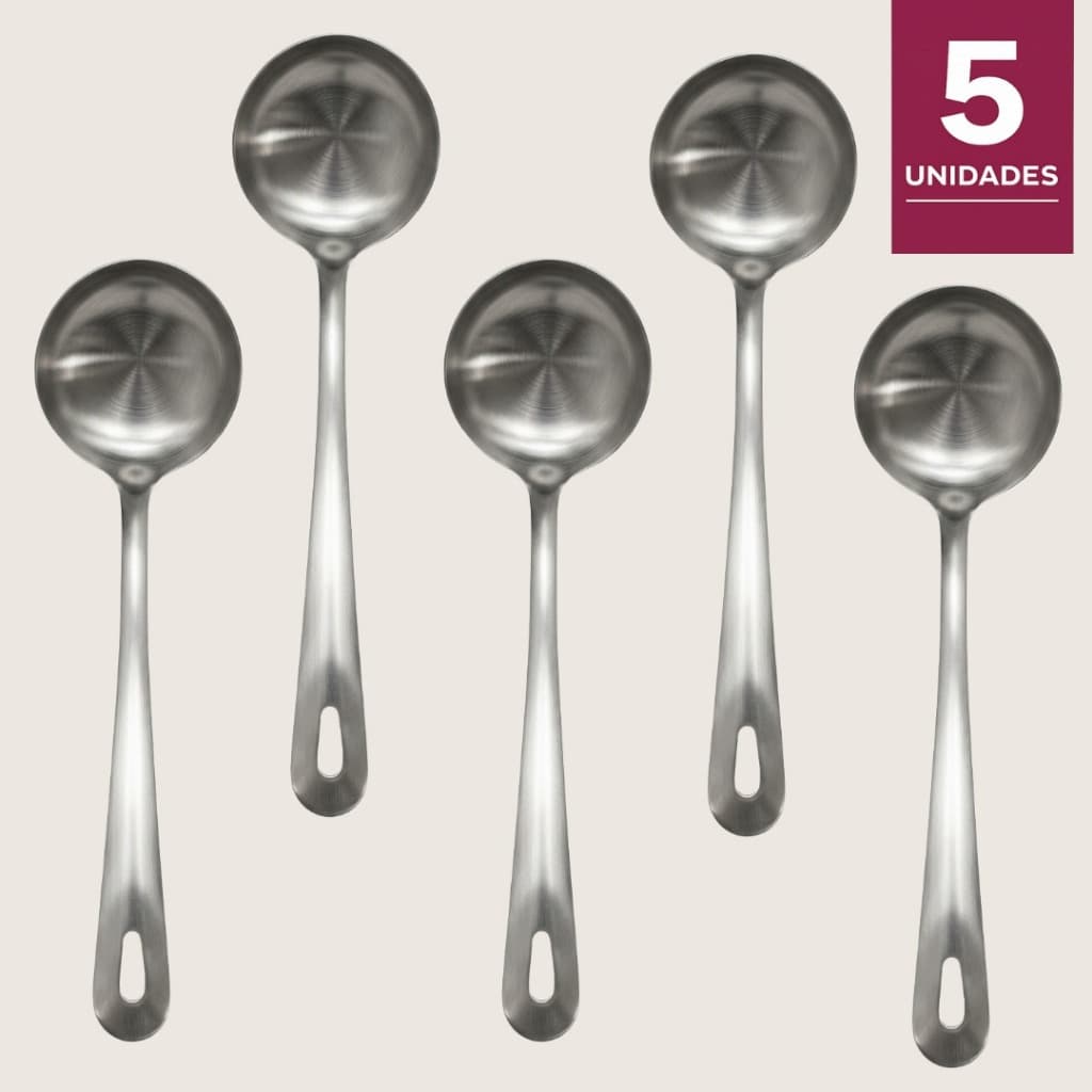 Concha Inox 23cm Concha Servir Aço Inoxidável Resistente Cozinha Gourmet Premium 5 Unidades
