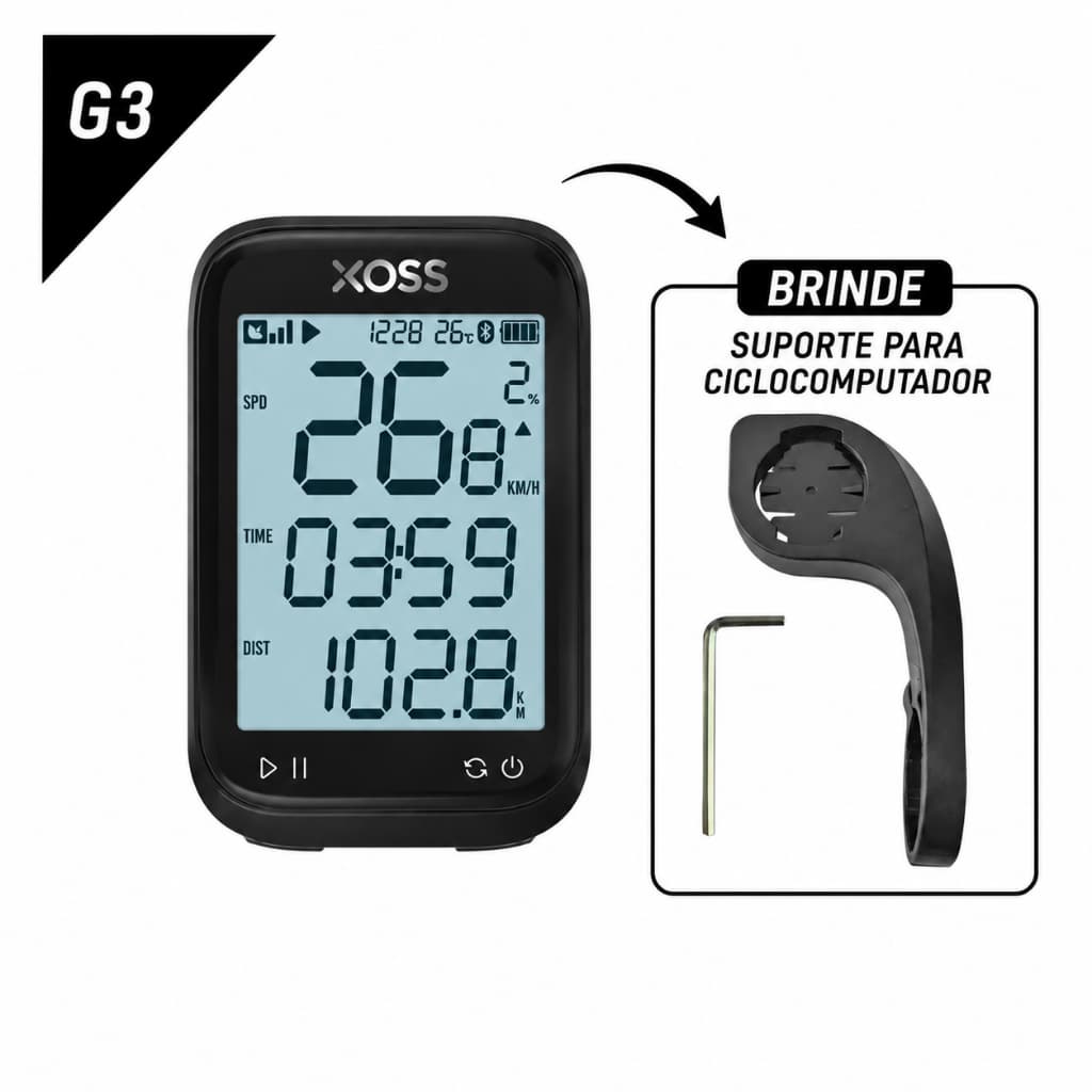 Velocímetro Xoss G3 Gps Sem Fio Bicicletas Estrada E Mtb. Preto
