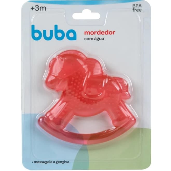 Mordedor Buba Para Bebê Com Água e Textura Cavalinho Vermelho Mordedor para bebe buba