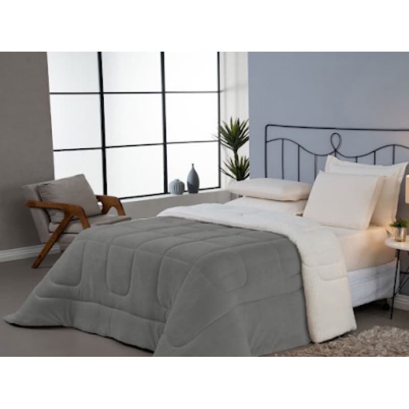 Coberdrom Cobertor Soft 1 Peça Queen 100% Poliéster Soft e Sherpa de Carneiro Dupla Face
