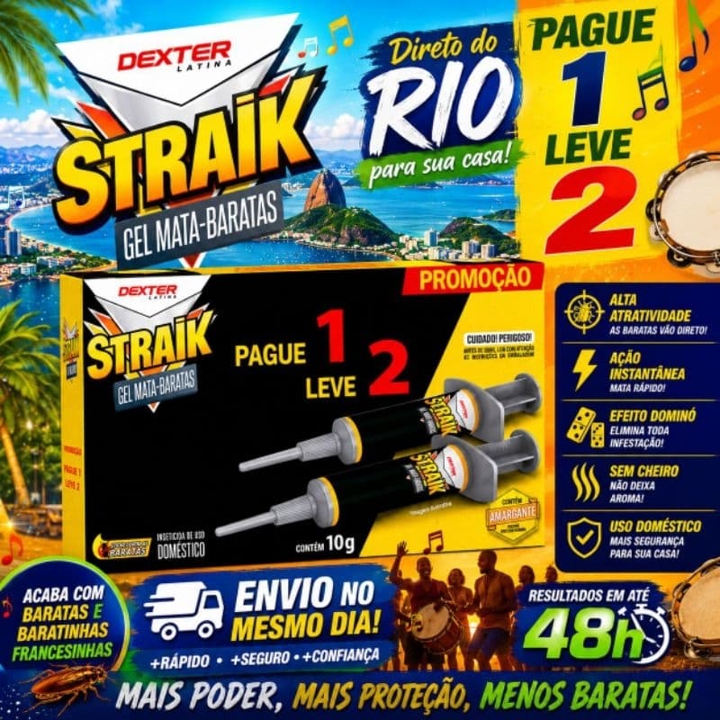 Straik Gel Mata-Baratas 10g | Pague 1 Leve 2 | Ação Rápida e Prolongada