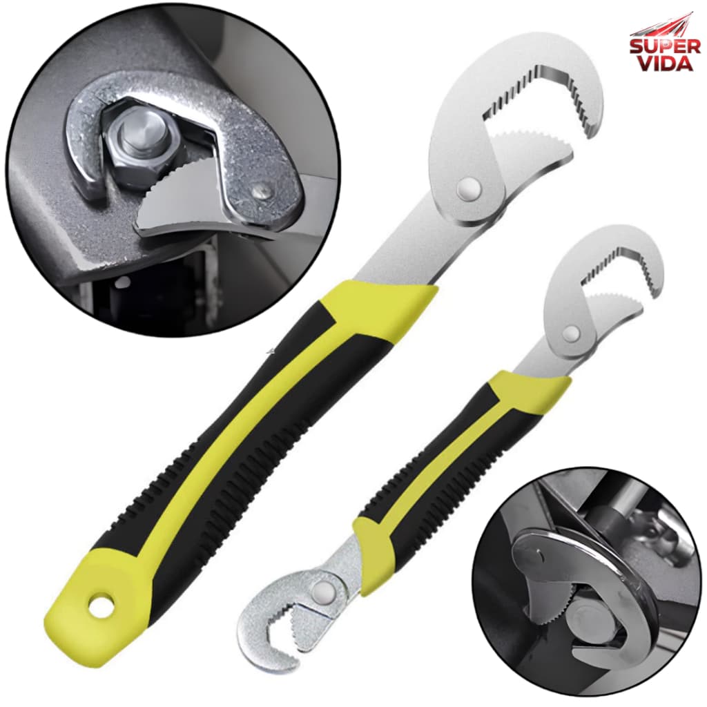 Kit 2 Chaves Inglesas Ajustáveis Aço Galvanizado 6-33mm Universal para Reparos e Montagens