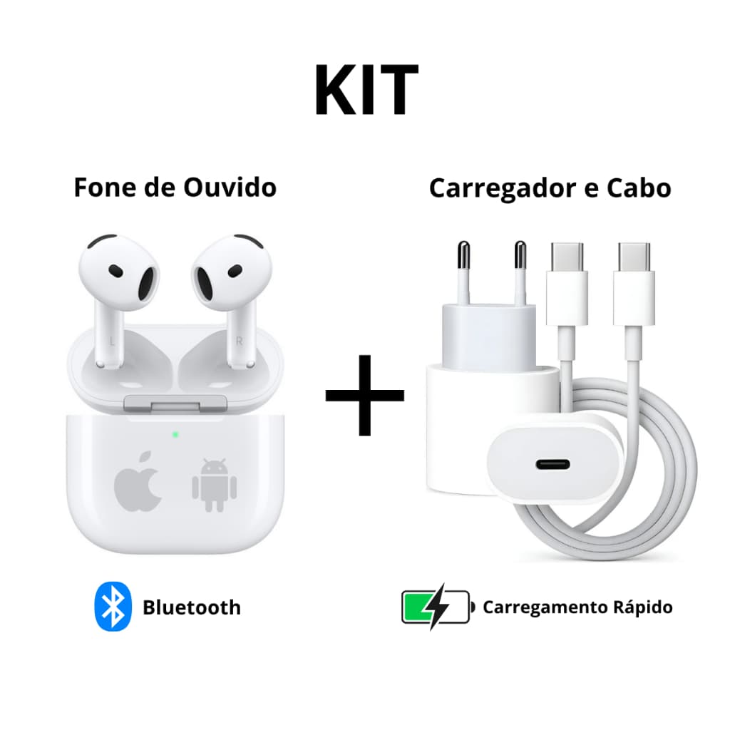 Fone Bluetooth Premium + Carregador 35W USB-C | Áudio potente, design moderno e USB-C de Carregamento Rápido